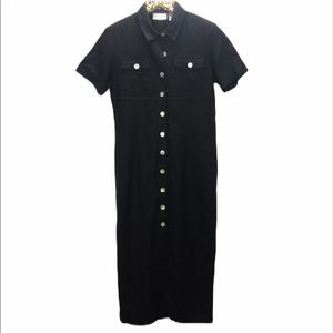 Worthington Linen Dress Black Button Down